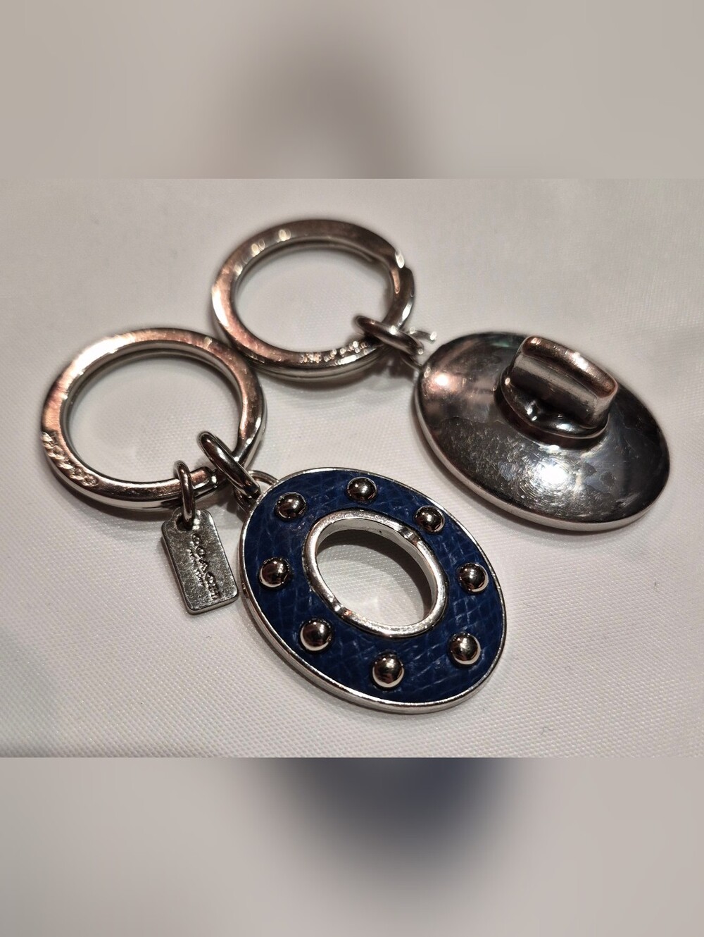 Coach Studded Leather Turnlock Keychain - Picture 9 of 10